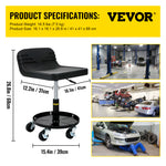 Amocart Rolling Garage Stool Car Detailing Stool Adjustable Height Mechanic Seat With Tool Tray Workshop Auto Repair Shop Stool
