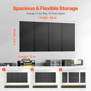 Charger l'image dans la visionneuse de galerie, SucceBuy 24"x12" 2/3/4 pièces Panneaux de Rangement Muraux en Métal Support à Outils en Acier pour Garage Établi Bureau Bricolage
