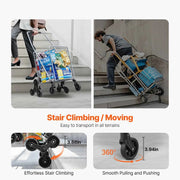Charger l'image dans la visionneuse de galerie, SucceBuy Chariot de courses pliable 40 kg léger de rangement, chariot utilitaire d'escalier avec roues, chariot à main pour pique-nique et voyage en extérieur
