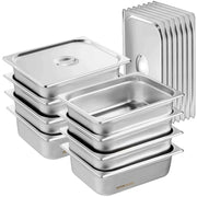 Load image into Gallery viewer, Amocart 8 Pack Hotel Pans 1/2 Size Anti-Jam with Lid 0.8mm Thick  4-In Deep Catering Storage Food Pan for Industrial&amp;Scientific
