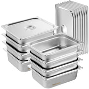 Load image into Gallery viewer, SucceBuy 8 Pack Hotel Pans 1/2 Size Anti-Jam with Lid 0.8mm Thick  4-In Deep Catering Storage Food Pan for Industrial&amp;Scientific - AMOCART

