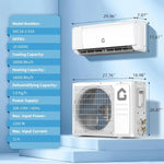 18000 BTU Mini Split Air Conditioner Heat Pump System,SEER2 19 Ductless Inverter AC Unit System with WiFi, Compatible, Custom