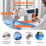 Amocart Industrial Sewing Machine Upgraded 550W Servo Motor with Table Stand 5000s.p.m Heavy Duty Lockstitch Sewing Machine