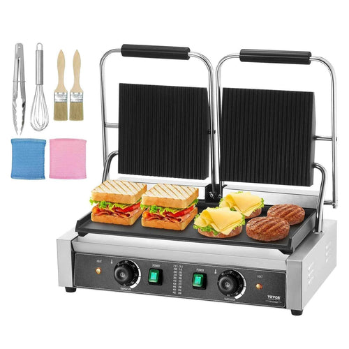 Amocart Commercial Panini Grill 3600W Electric Sandwich Panini Maker with Temp Control And 19