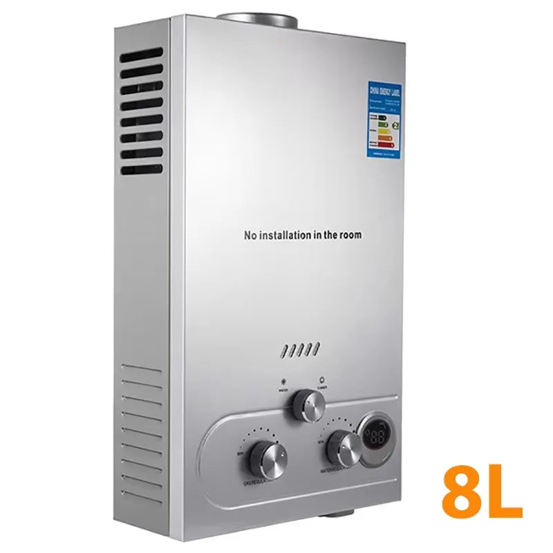 DIVEDEER 8L/12L/16L/18L Domestic Portable Vertical Water HeaterWall Mounted LPG Water HeaterDigital DisplayFast Heating