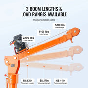 Load image into Gallery viewer, SucceBuy 2200lbs Electric Hoist Truck Crane 360° Swivel Folding Bed Jib Crane with 6000 lbs Electric Winch for Lifting Goods
