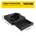 SucceBuy Cash Register Drawer 16" 12 V for POS System Tray Removable Coin Compartment & 2 Keys Included RJ11/RJ12 Cable Drawer
