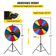 Load image into Gallery viewer, Amocart 18 Inch Tabletop Color Prize Wheel w/ Folding Tripod Floor Stand 14 Slots Dry Erase for Win Fortune Spinning Stand Game
