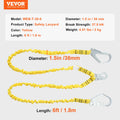 VEVOR 38mm Safety Lanyard 6ft(1.83m) Fall Protection Lanyard Retractable Safety Belt for Outdoor/Indoor Tree Climbing Yellow