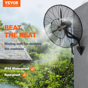 Load image into Gallery viewer, SucceBuy 4 Sizes Wall-Mount Misting Fan 3-speed IP44 Waterproof Oscillating Wall Fan Max. 9500 CFM Wall Mounted Fan for Home - AMOCART
