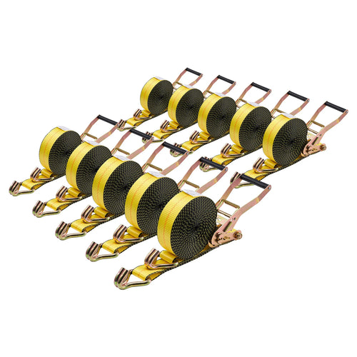 SucceBuy Lot de 10 sangles à cliquet 2 po x 30 pi avec crochets doubles en J pour le transport de remorques et kayaks