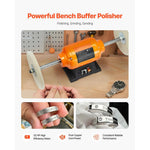 Amocart 1/2HP Bench Buffer Polisher 8inch 1725RPM/3450RPM Dual Speed with 2PCS Cotton Wheels Cast Iron Base for Metal Jewelry