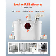 Load image into Gallery viewer, 500W/700W/900W/1200W SucceBuy Macerator Pump Waste Water Disposal Upflush Machine for Toilet, Basement, Shower, Laundry, Bathtub - AMOCART
