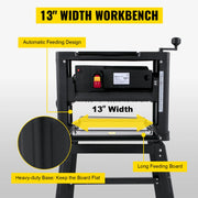 Charger l'image dans la visionneuse de galerie, Amocart Electric Planer 12.5/13 inch Thicknesser Wood Planer With Stand &amp; Dust Exhaust 1800W 8000RPM for Woodworking Power Tool
