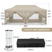 Load image into Gallery viewer, 10x20ft Pop up  Tent w/6 Sidewalls Heavy Duty Wedding Party Tent Height Adjustable Large Commercial Gazebo  Sun Protection Shel

