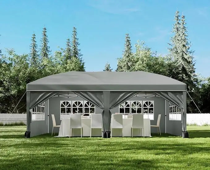 10*10FT Heavy Duty Pop Up Canopy Tent with Sidewalls Easy Up Commercial Outdoor Wedding Party Tent for Parties All Season Waterproof Gazebo with Storage Bagx