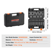 Load image into Gallery viewer, Amocart 3/8" Drive Impact Socket Set 29 Pcs Shallow Socket SAE 3/8-1" and Metric 8-22mm 6Point CR-V Alloy Steel for Auto Repair
