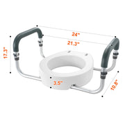 Load image into Gallery viewer, SucceBuy Raised Toilet Seat 3.5" Height Raised 300 lbs Weight Capacity for Standard Round Toilet Aluminum Handrail - AMOCART
