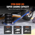 SucceBuy Pneumatic Jack 3 Ton/5 Ton Triple Bag Air Jack Quick Lift Heavy Duty Car Repair Jacks Folding Rod Jacks with Two Wheels
