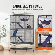 Charger l'image dans la visionneuse de galerie, SucceBuy 64.6" Rolling Metal Ferret Cage Large 4-Tier Critter Nation Cage Small Animal Cage for Rats Hamster Guinea Chinchilla
