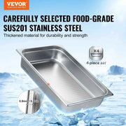 Load image into Gallery viewer, Amocart 4Pack Hotel Pans Full Size Anti-Jam Steam Pan with Lid Stainless Steel Steam Table Pan 4-Inch Deep Commercial Table Pan
