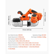 Load image into Gallery viewer, Amocart 20V Portable Band Saw 2.5-In/5-In Deep Cut 360W Bandsaw 0-120/192 m/min Variable Speed with Brushless Motor Hang Hooks
