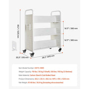 Load image into Gallery viewer, SucceBuy Rolling Library Book Cart 330lbs Capacity 30.3x15x48.0In Single Sided V-Shaped Shelves w/ 3 In Lockable Wheels for Home
