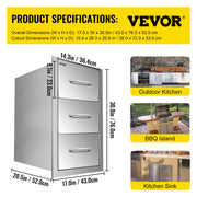 Load image into Gallery viewer, SucceBuy Stainless Steel Outdoor Kitchen Drawers W/ Handle Large Storage BBQ Island Great for Any Weather Condition
