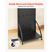 Load image into Gallery viewer, SucceBuy Standing Pegboard Display with Casters &amp; 30 Hooks Thickened Steel Peg Board Panel for Retail Store Jewelry Shop
