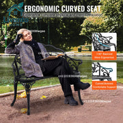 Charger l'image dans la visionneuse de galerie, SucceBuy Outdoor  Wooden Metal Garden for Outdoors 480 lbs Load Capacity Bench Outdoor Garden Park
