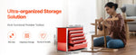 Amocart 5-Drawer 8.6in Metal Tool Box Red/Black Portable Small Tool Chest with PP Feet Pads for Garage Workshop Tools Storage