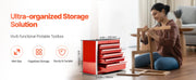 Load image into Gallery viewer, SucceBuy 5-Drawer 8.6in Metal Tool Box Red/Black Portable Small Tool Chest with PP Feet Pads for Garage Workshop Tools Storage
