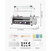 Load image into Gallery viewer, SucceBuy Hot Dog Roller 12/18/30 Hot Dog 5/7/11 Rollers Stainless Steel 750-1600W with Dual Temp Control Removable Shelf &amp; Tray
