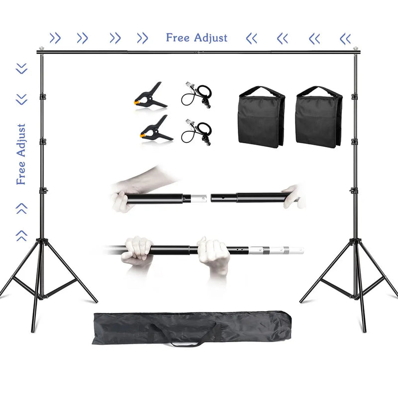 2.6x3M/8.5x10ft Photo Video Studio Backdrop Background Stand, Adjustable Telescopic Background Support System with Carry Bag Amocart
