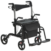 Bild in Galerie-Viewer laden, Amocart 2 in 1 Rollator Walker &amp; Transport Chair for Seniors Folding Rolling Walker Wheelchair Combo &amp; Aluminum Mobility Walker
