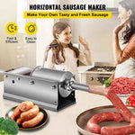 Amocart 3L Horizontal Sausage Stuffer Manual Sausage Maker Stainless Steel With 5 Filling Nozzles For Home & Commercial Use