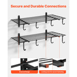 Amocart 2-Tier Wall Mounted Garage Shelving Unit with Hooks 24 x 48in 260lbs Per Shelf Floating Storage Metal Rack for Home