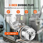 Amocart Precision Milling Rotary Table 4''/100mm Horizontal Vertical Model with 3-Jaw Chuck Indexing Tools for Milling Machines