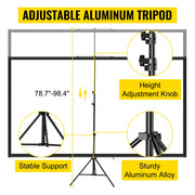 Load image into Gallery viewer, SucceBuy 100 Inch Tripod Projector Screen with Stand 16:9 4K HD Portable Projection Home Cinema for Indoor &amp; Outdoor Projection
