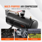 Load image into Gallery viewer, SucceBuy 12V Air Compressor with Tank 0.8 Gal/3L Train Horn Air Compressor 120psi Working Pressure Onboard Air Compressor System - AMOCART
