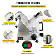 Load image into Gallery viewer, SucceBuy Meat Slicer 8/10inch Carbon Steel Blade Electric Deli Food Slicer Adjustable Thickness Commercial Home Cut Meat Cheese
