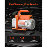 Amocart 3.5CFM 180W 1 Stage or 5CFM 375W / 7CFM 550W 2 Stage HVAC Rotary Vane AC Vacuum Pump, for R134a R22 R410a Systems Use