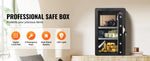 Amocart Single Door 4.0 cu.ft Safe Box w/ Key Lock Password & Fingerprint Safe Lock Box with Fireproof Bag Key Rack & LED Light