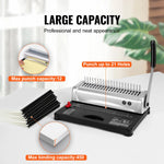 SucceBuy Binding Machine Comb Binding Machine 21Holes Binding 450 Sheets Book Binder Machine with 100 PCS 3/8'' Comb Binding Spines