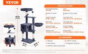 Load image into Gallery viewer, Amocart Cat Tree for Indoor Cats Cat Tower with Cat Condo Sisal Scratching Post HammockTop Perch Jumping Platforms Dark Grey
