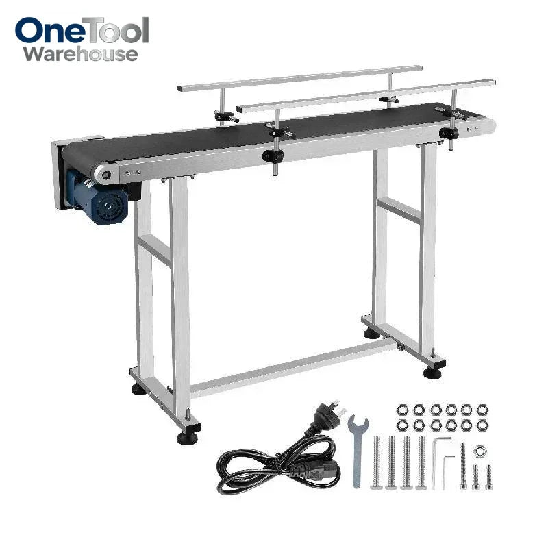 VEVOR 150 CM PVC Conveyor Belt Machine 59''x 7.8'' With Stainless Steel Adjustable Guardrail for Automatic Electrical Industrial