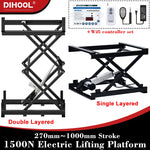 1500N Electric Lifting Platform with Smart Controller Set 270mm~1005mm Stroke RF485 60kg~150kg Load 2Layers Scissor Lift Table