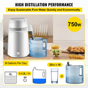 Load image into Gallery viewer, SucceBuy 4L Water Distiller Purifier Filter Dispenser Heating Drinking Bottle Softener  Stainless Steel Home Appliance for Offic - AMOCART

