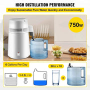 Load image into Gallery viewer, Amocart 4L Water Distiller Purifier Filter Dispenser Heating Drinking Bottle Softener  Stainless Steel Home Appliance for Offic
