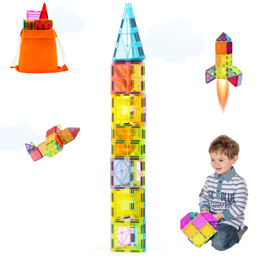 Amocart 32PCS Light Magnetic Tiles Building Blocks Magnet Educational STEM Sensory Stacking Toys for Toddlers Boys Girls Gifts